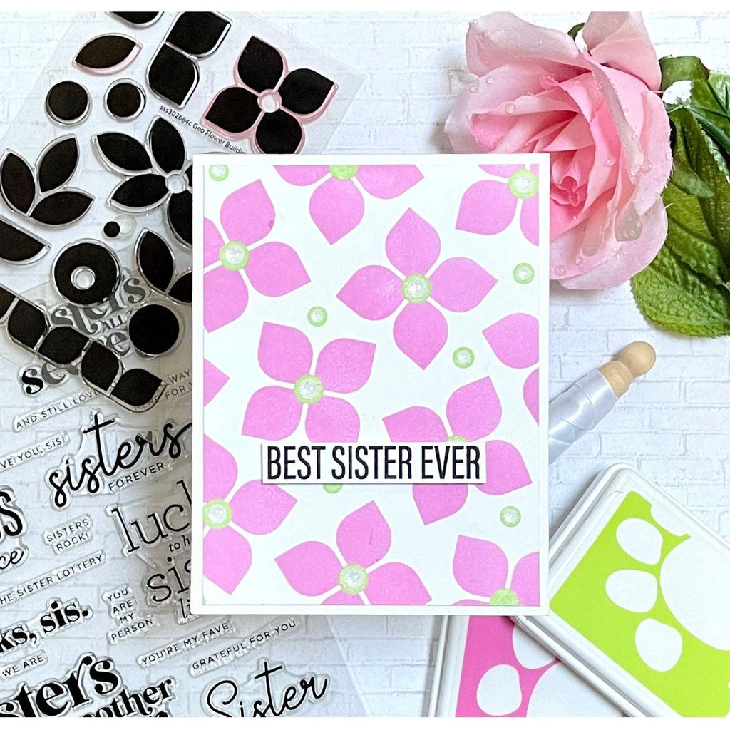 Simon Says Clear Stamps Geo Flower Building sss302684c Sister Card | color-code:ALT02