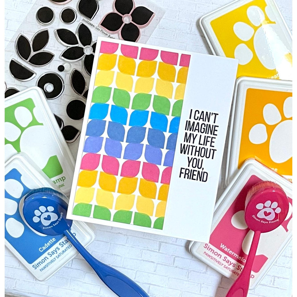 Simon Says Clear Stamps Geo Flower Building sss302684c Friend Card | color-code:ALT03