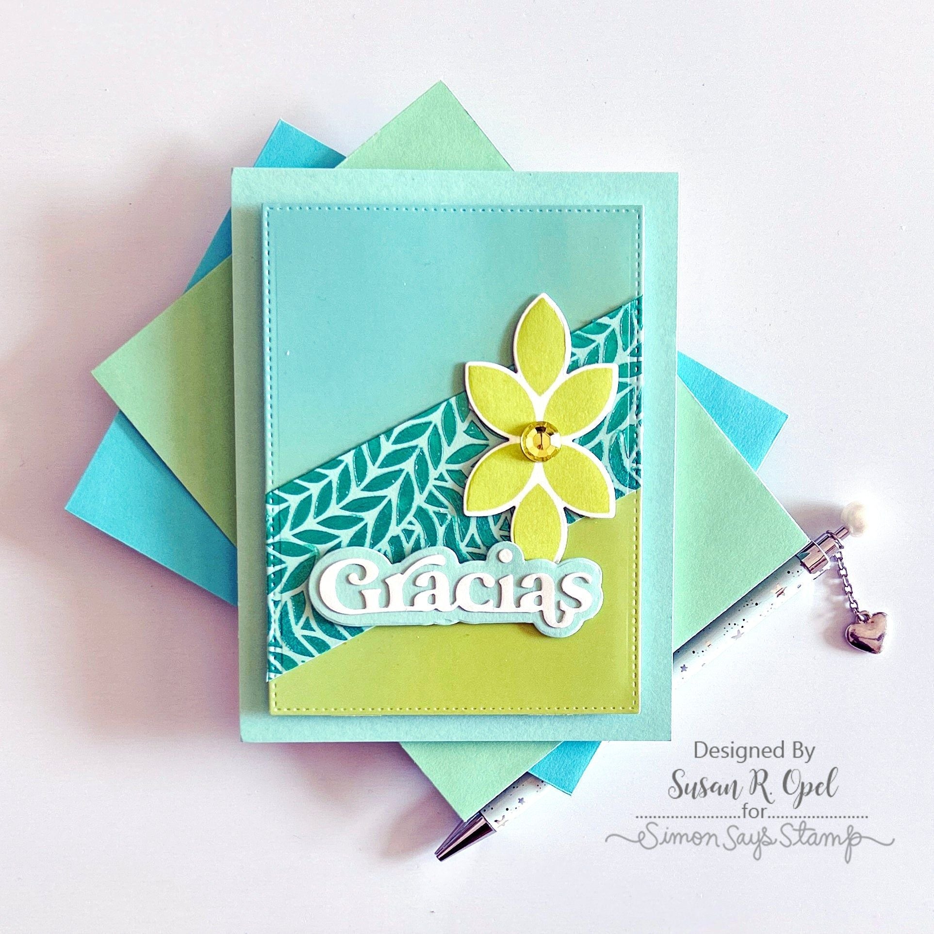 Simon Says Clear Stamps Geo Flower Building sss302684c Gracias Card | color-code:ALT09