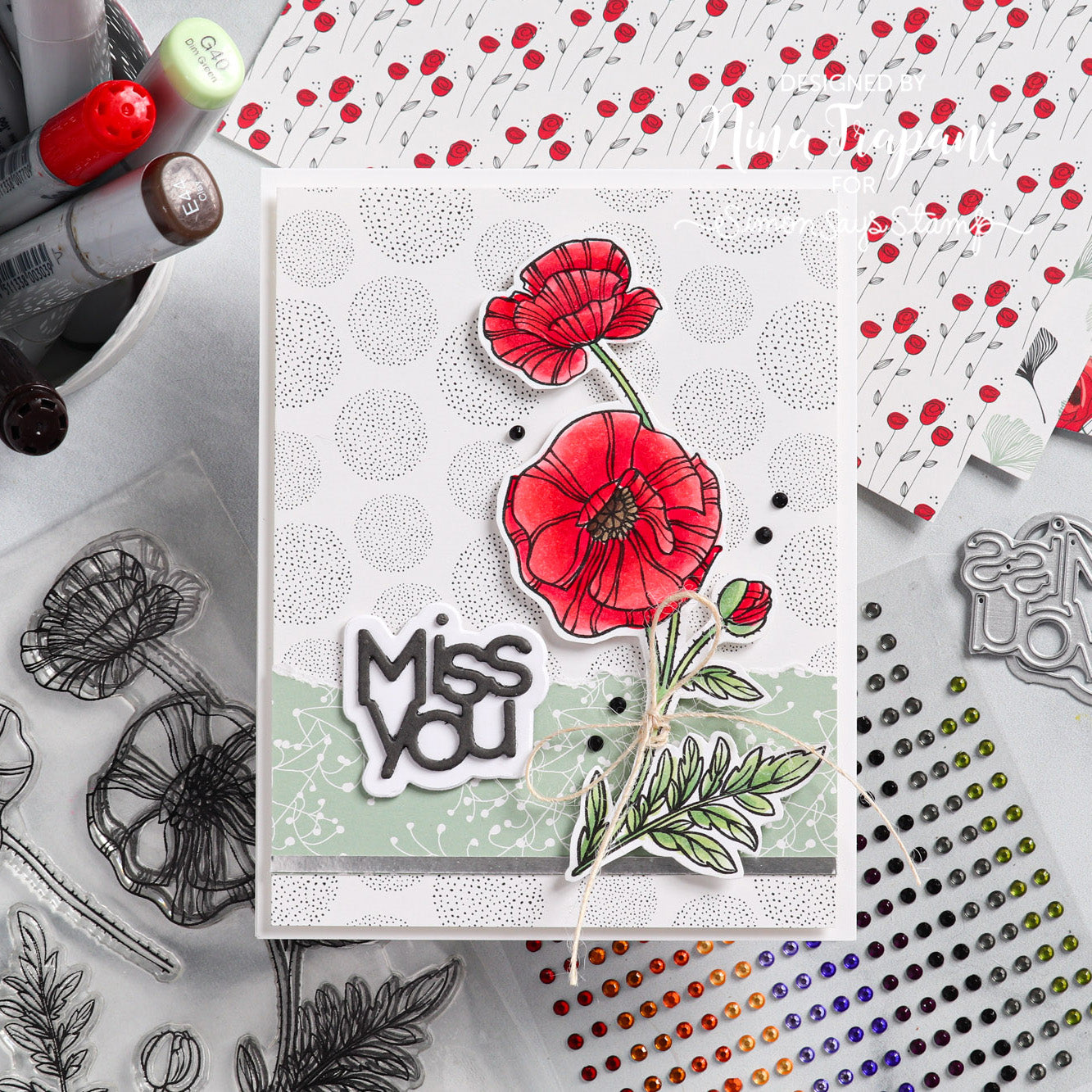 Simon Says Stamp POPPY PERFECTION Wafer Dies sssd112617c Miss You Card | color-code:ALT04