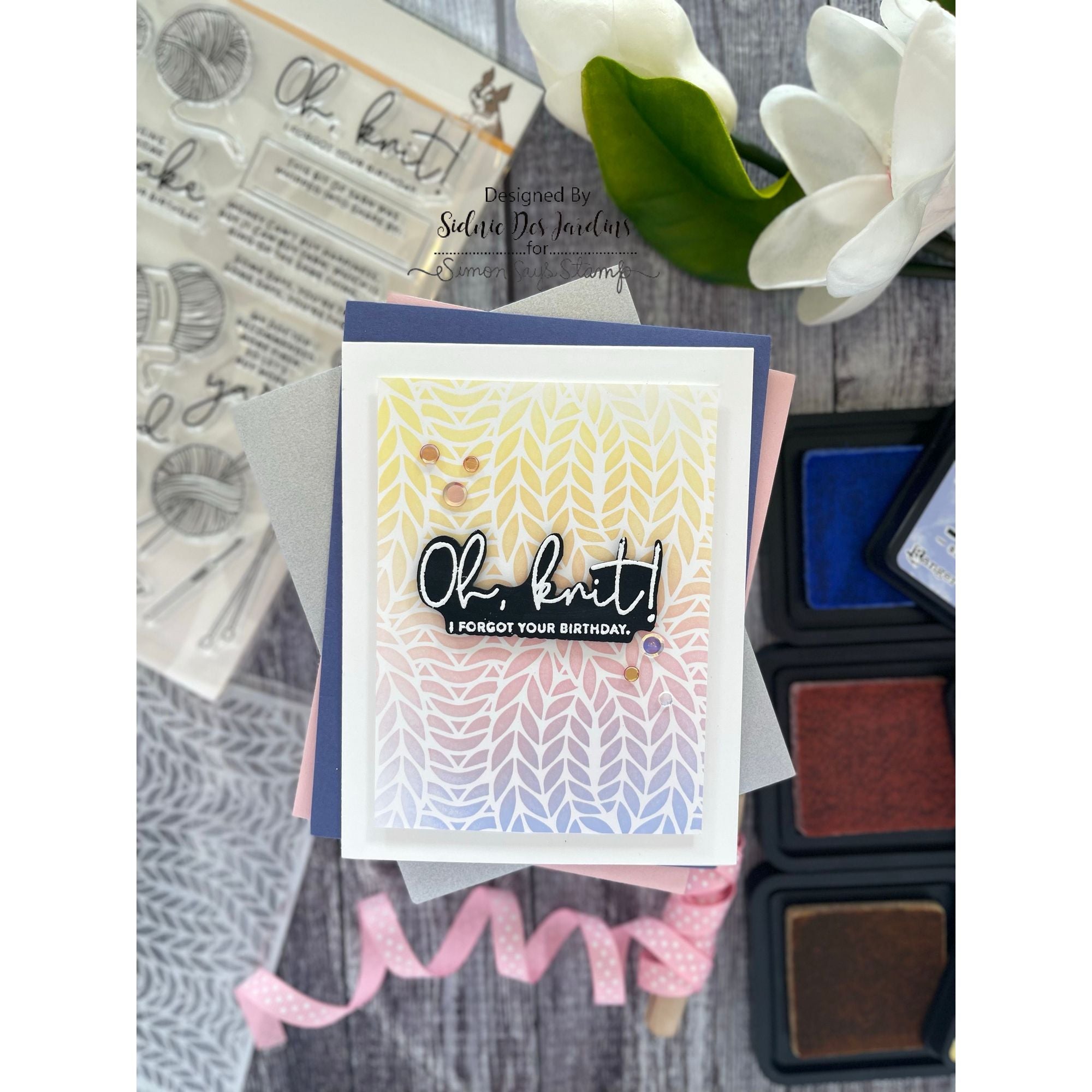Simon Says Stamp Yarn Love Words Wafer Dies sssd112791c Yarn Pun Card | color-code:ALT04