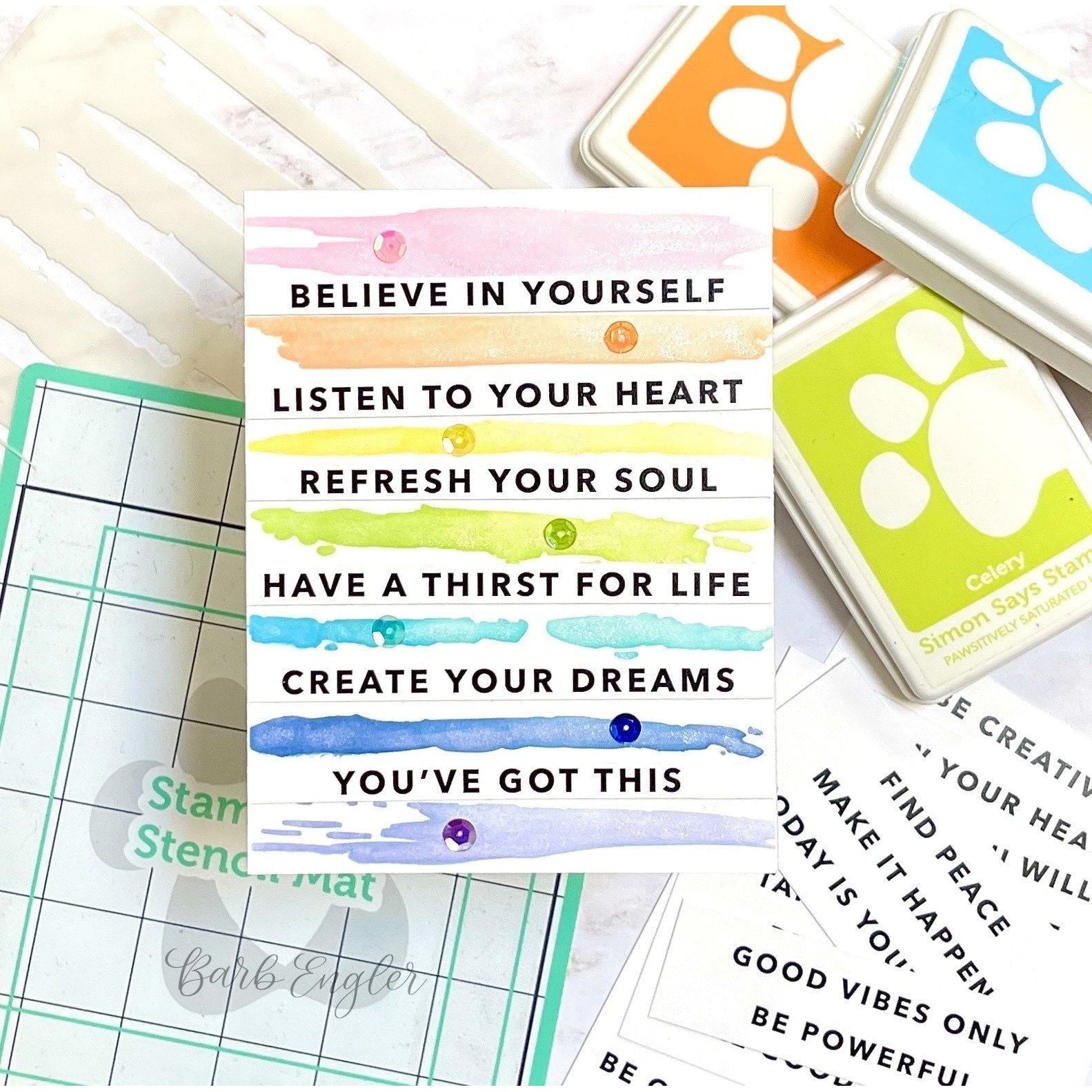Simon Says Stamp JOURNALING SENTIMENT STRIPS sssg131113 Affirmations Card | color-code:ALT01