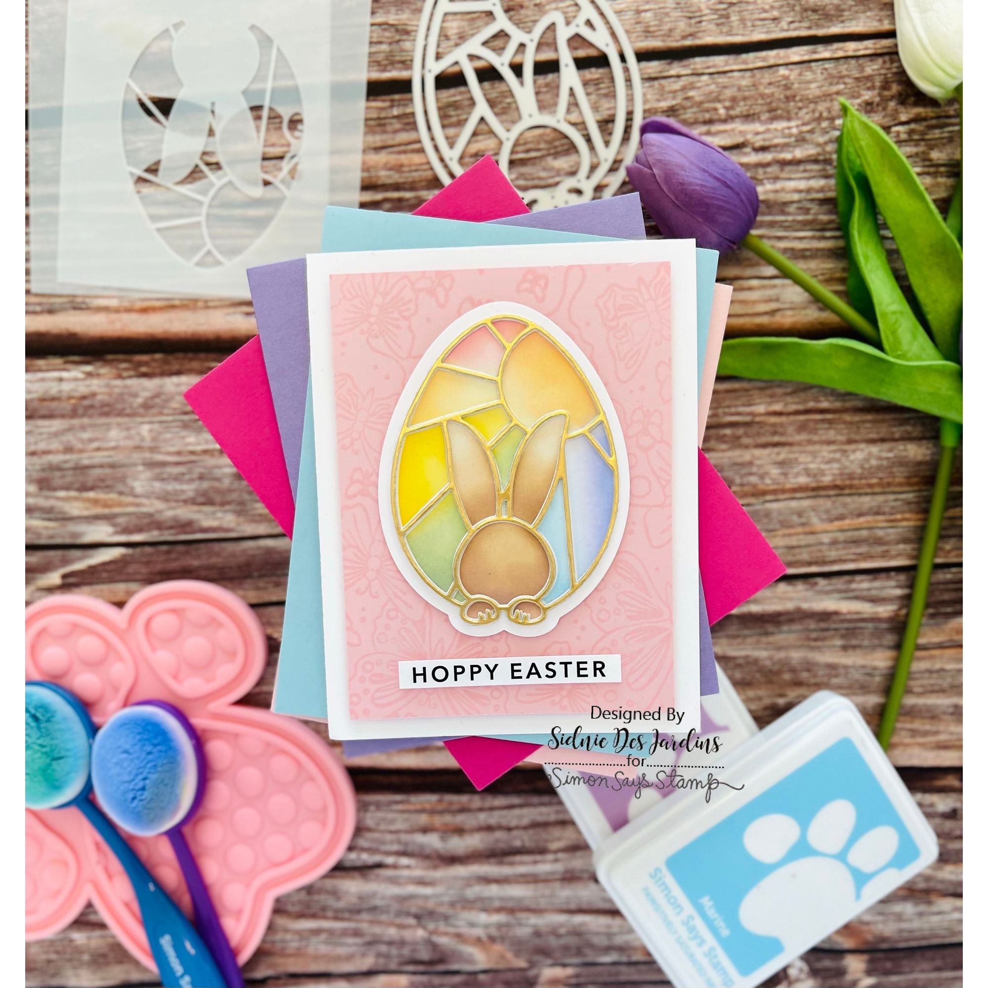 Simon Says Stamp Stencil Set Bunny Egg ssst221671c  Bunny Egg Card | color-code:ALT10