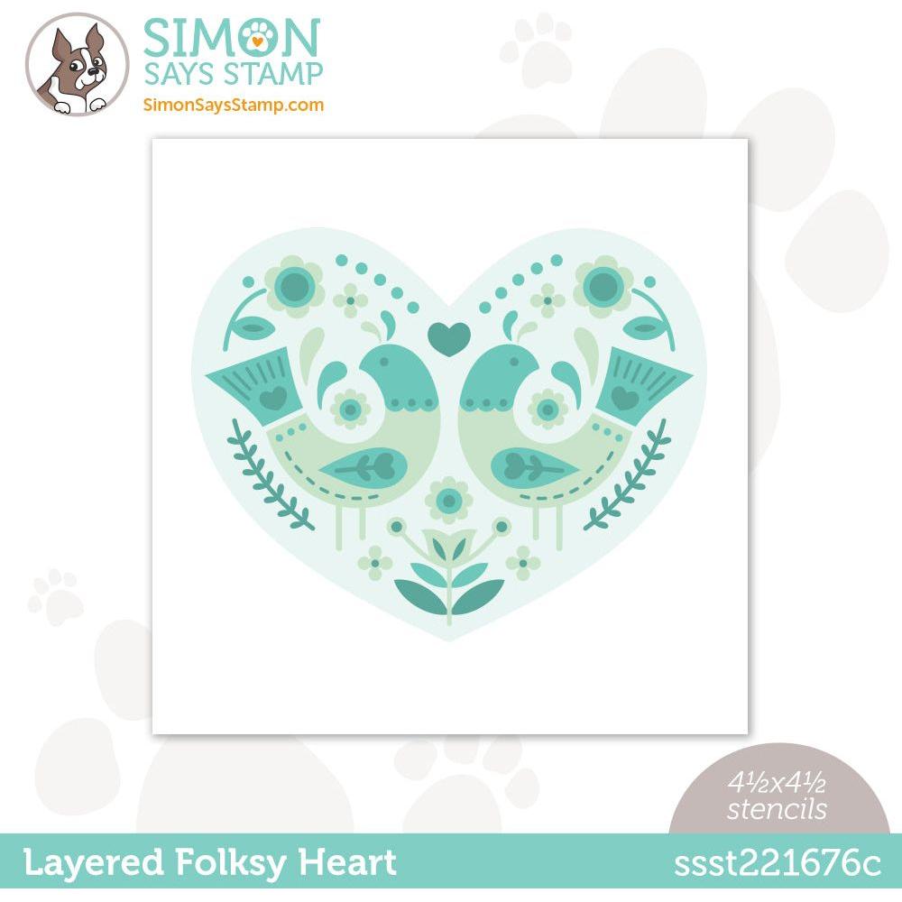 Simon Says Stamp Stencils LAYERED FOLKSY HEART ssst221676c Just For You