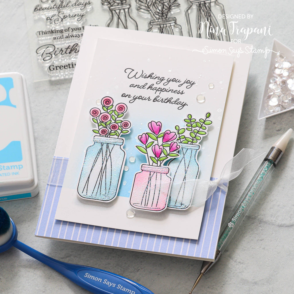 Simon Says Stamp Stencil Botanical Jars ssst221678 Spring Birthday Card | color-code:ALT01